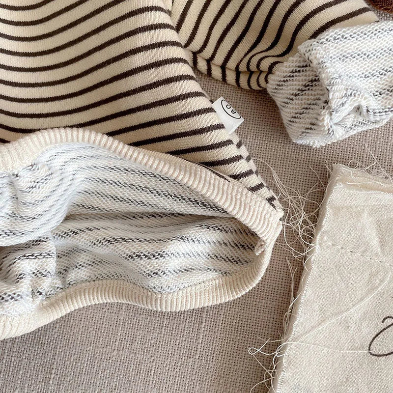 1-6Y Spring Autumn Stripe Kids Hoodie Classcial O-Neck Girls Boys Bottoming Hoodie Sweatshirts Long Sleeve Children T-shirts
