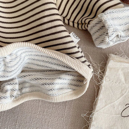 1-6Y Spring Autumn Stripe Kids Hoodie Classcial O-Neck Girls Boys Bottoming Hoodie Sweatshirts Long Sleeve Children T-shirts
