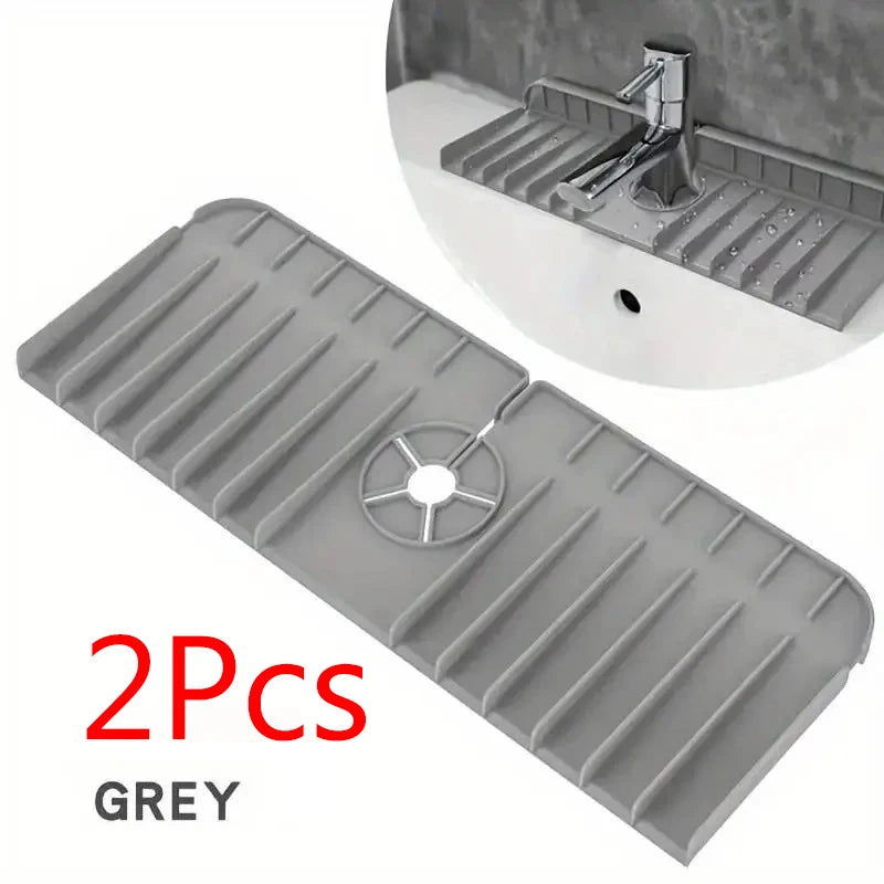 Silicone Faucet Mat Dish Soap Sponge Holder Sink Kitchen Countertop Drying Mat Bathroom Kitchen Sink Splash Guard Drain Pad