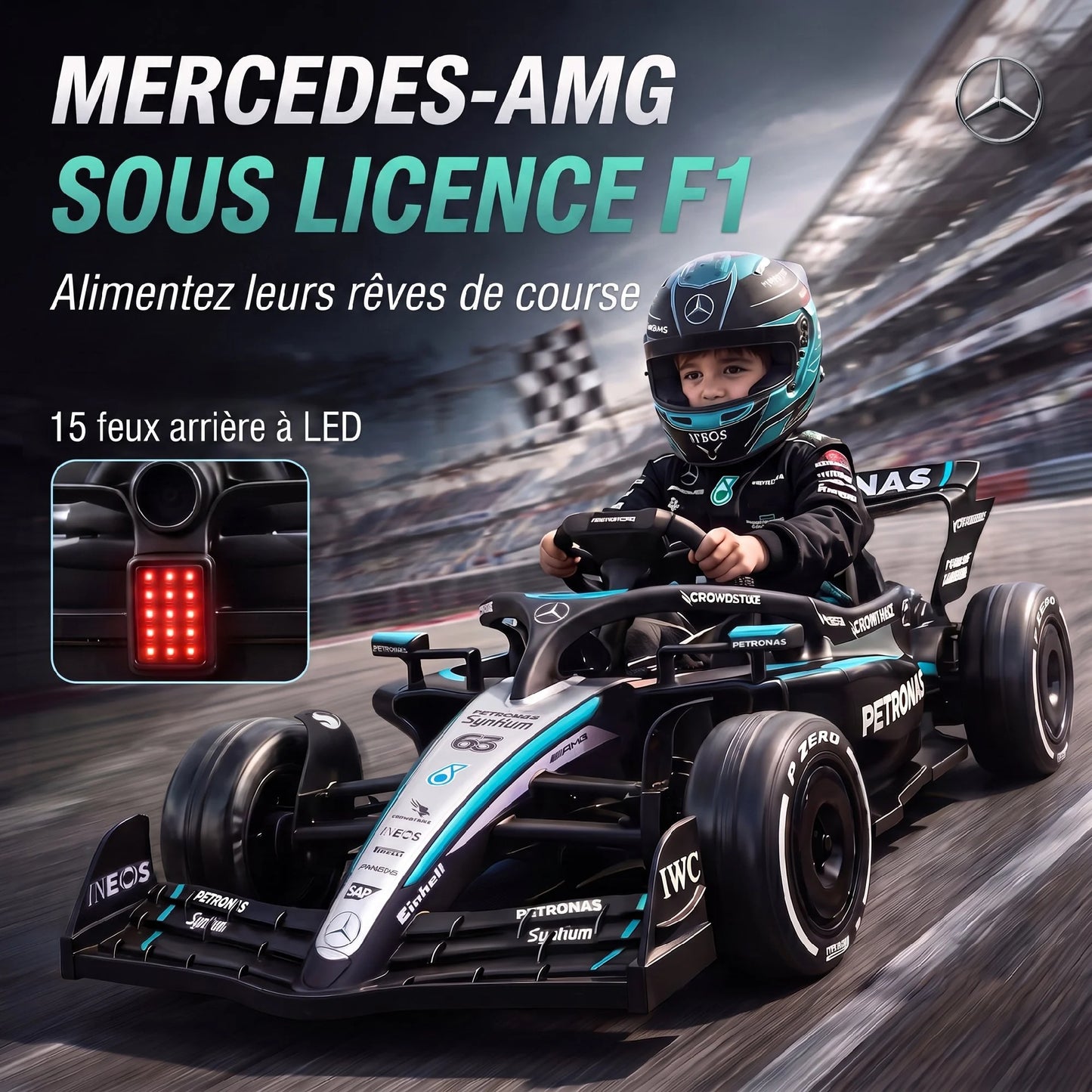 12-valve electric kart for children, electric car delivered with 2 motors, remote control, three-speed electric kart, black