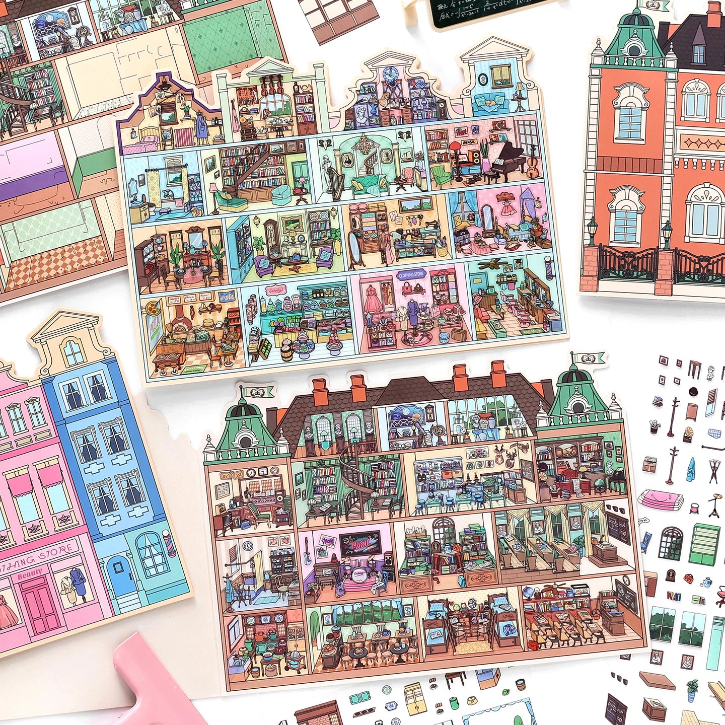 Kawaii College of Fine Arts 3D Candy Apartment Landscape Sticker  DIY Pocket Cabin Scene festival gift