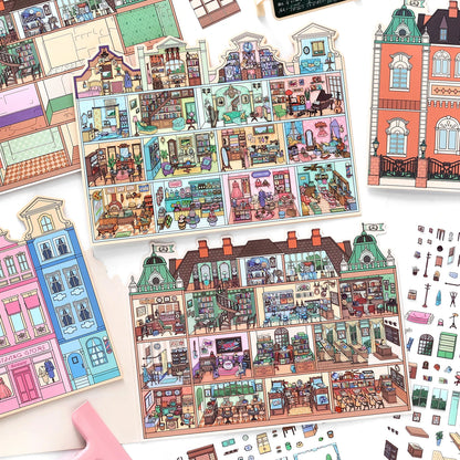 Kawaii College of Fine Arts 3D Candy Apartment Landscape Sticker  DIY Pocket Cabin Scene festival gift