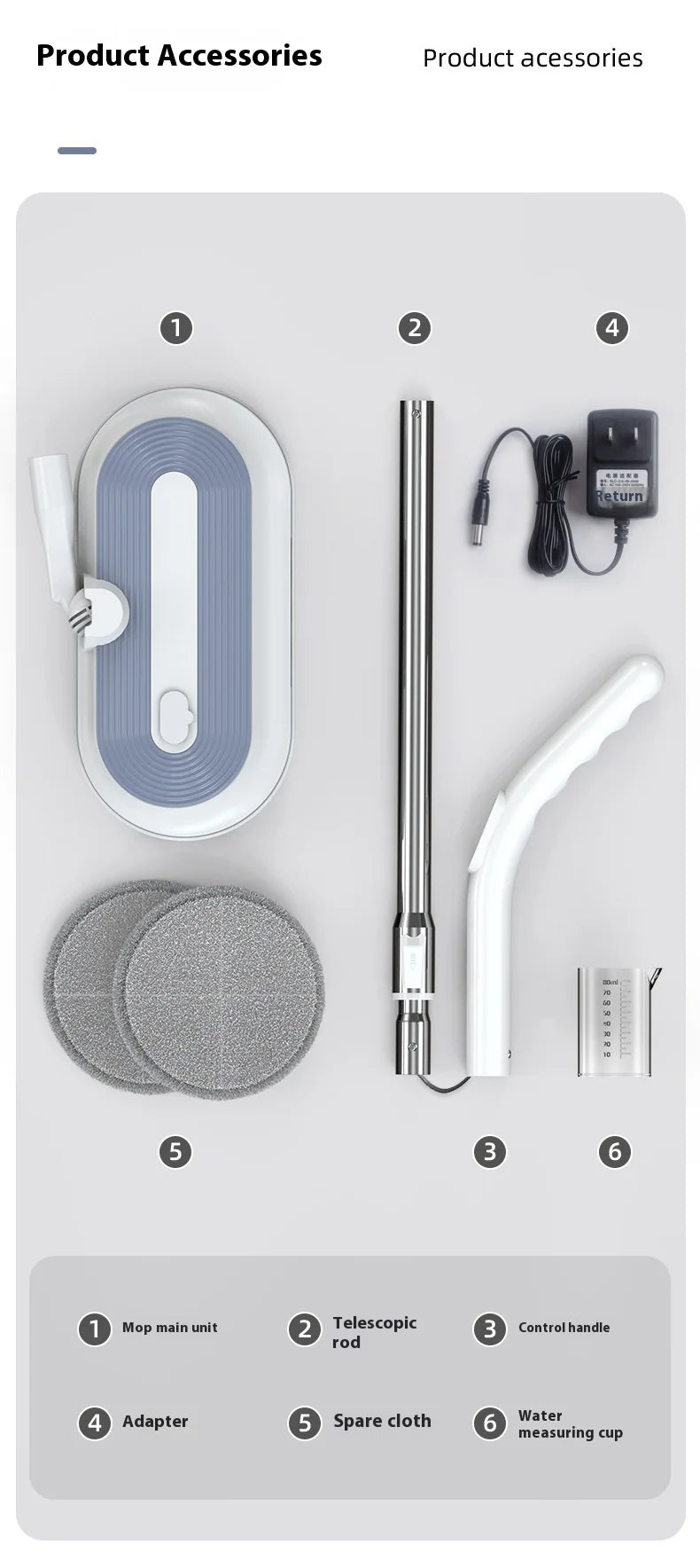 1 Wireless Rechargeable Water Spray Electric Mop, Easy To Operate, Suitable For Home Dormitory Office And Other Use