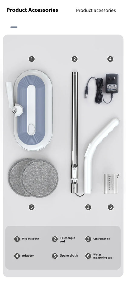 1 Wireless Rechargeable Water Spray Electric Mop, Easy To Operate, Suitable For Home Dormitory Office And Other Use