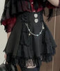 Japanese Sweet Lolita Style Mini Skirt Women Retro Elegant Lace Bandage Party Cake Skirts Female Gothic Y2k Metal Buckle Skirts