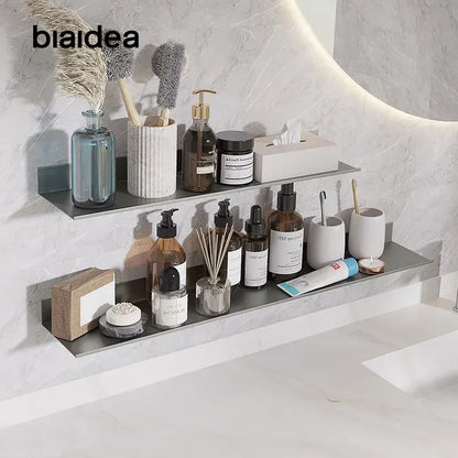 Toilet No Drilling Shelving Wall Mounted Shelf Space Aluminum Vanity Mirror Front Storage Shelves Organizer Bathroom Accessories