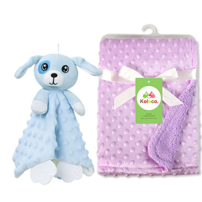 Custom Name Baby Blanket Personalized Baby Shower Gift Soft Minky Dot 2-in-1 Blanket & Lovey Set for Boys Girls