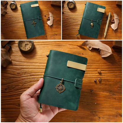 Fromthenon Leather TN Travel Notebook Handbook Diary First Layer Cowhide Diary Handbook Notes Handmade Loose-leaf Notebook