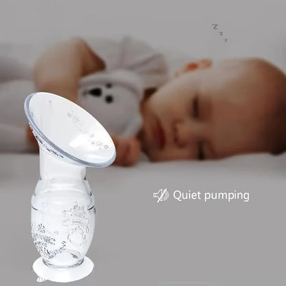 Manual Breast Pump with Scale&Diversion Trench, Soft Silicone Breastfeeding Pump, Milk Saver,Safe and Night Quiet Pumping
