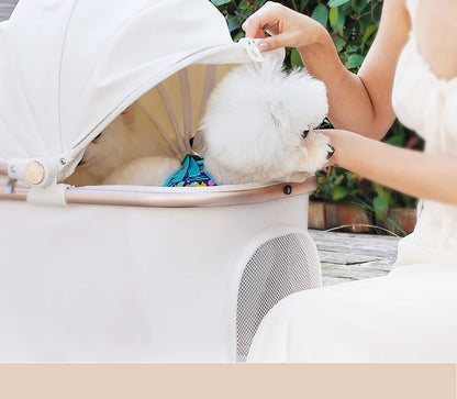 Luxury PU leather pet stroller,Car Pet Basket,lightweight Foldable Dog Travel Stroller,Portable Outdoor Cat and Dog Stroller