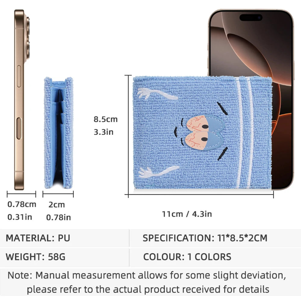 Plush Cartoon Wallet for Women Soft Fuzzy Surface PU Leather Coin Purse with Zip Closure Cute Casual Gift for Girls
