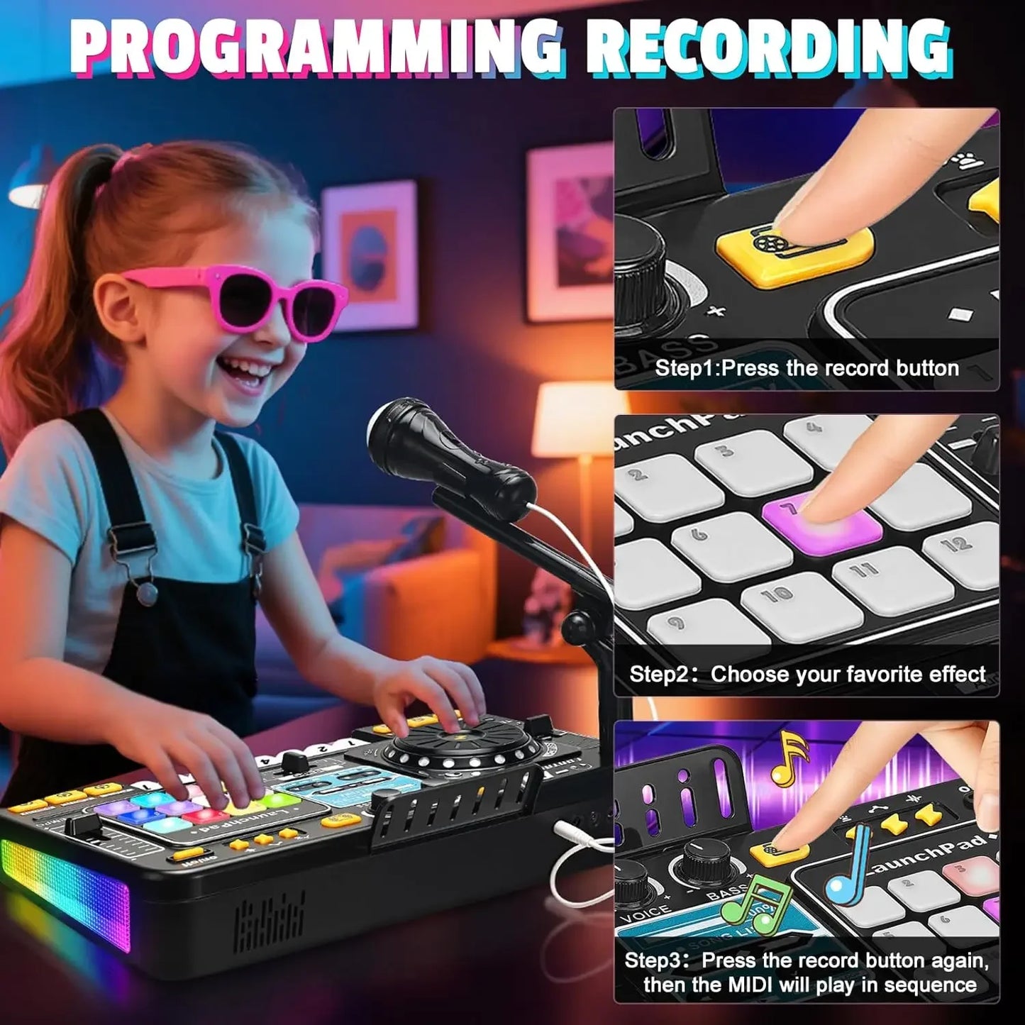 Simulation DJ Mixer Controller Kids Toys Multifunctional Music Effect Children Toy Electronic Musical Instrument Game Birthday Gifts Toys for Boy Girls Chirstmas Gifts Ship From Germany Fast Delivery