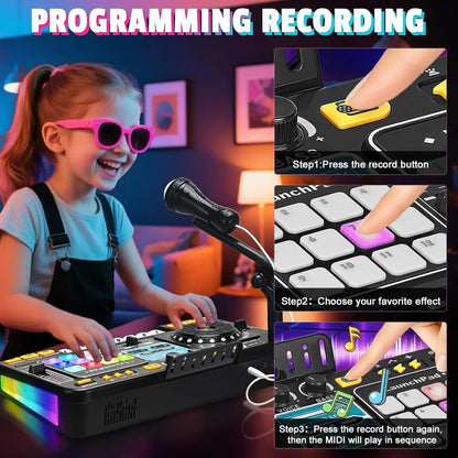 Simulation DJ Mixer Controller Kids Toys Multifunctional Music Effect Children Toy Electronic Musical Instrument Game Birthday Gifts Toys for Boy Girls Chirstmas Gifts Ship From Germany Fast Delivery