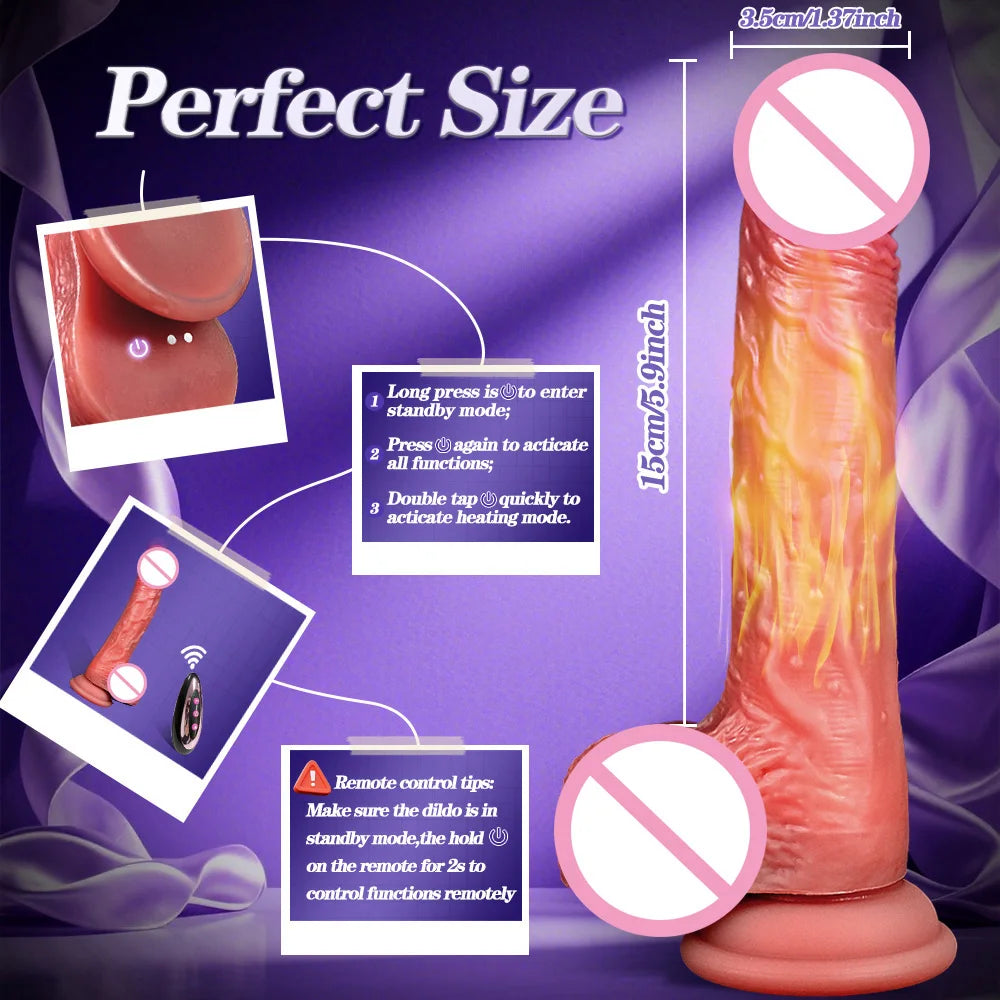 Remote Control Sex Toys Thrusting Realistic Dildo for Women G Spot Liquid Silicone Heating Big Penis Female Adult Sex Products