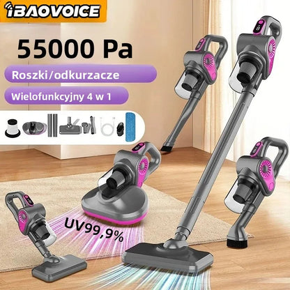 4-in-1 Cordless Stick Vacuum Cleaner 55000Pa Suction Power Powerful  Cordless Rechargeable Lithium Battery for Carpet Floor Pet
