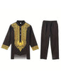 Muslim Robe Trousers The Traditional Dress of Arab Men 3D Pattern Printing Black White Yellow Navy Blue Long-Sleeved