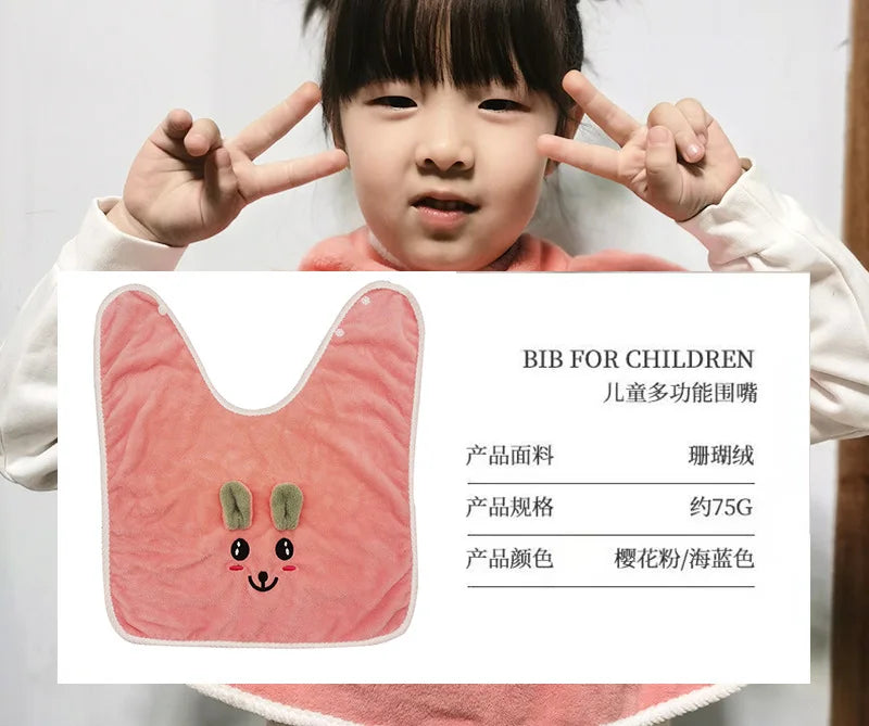 1pc Baby Bibs for Children Washing Face Towel Soft Salive Towel Boys Girls Learning Brushing Teeth Towel for 3 To 8 Years Kids