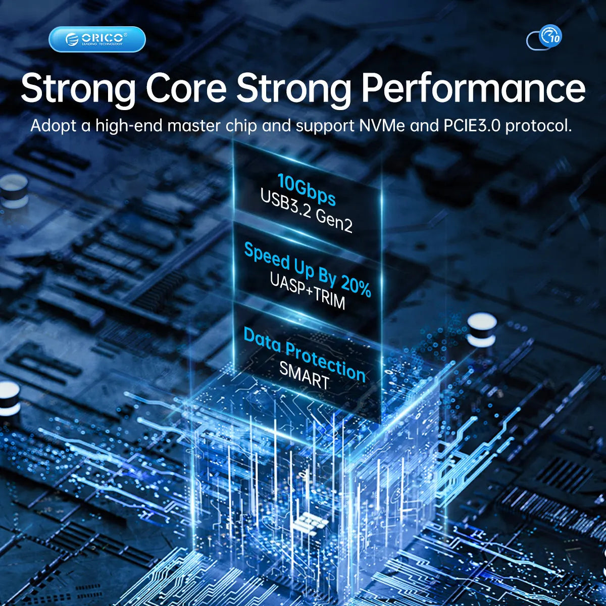 ORICO Tool Free Aluminum M2 NVMe SSD Enclosure 10Gbps PCIe Type C M.2 SSD Case NVMe M Key Solid State Drive Case Support UASP