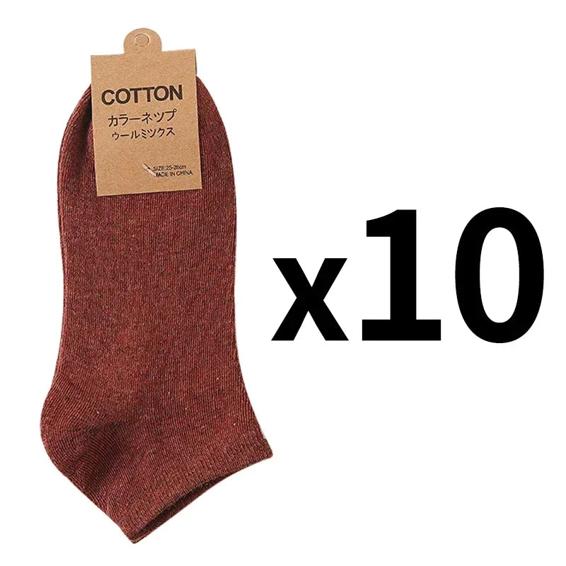 Cotton Men Socks Pack Breathable Socks Set High Quality Short Socks Black Ankle Short Gift For Man Size 39-44 Sox 10 Pairs 1 Lot
