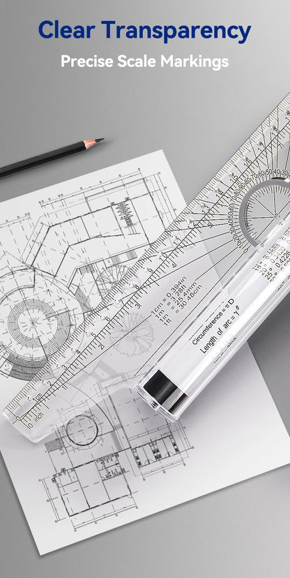 Plastic Ruler Drawing Roller Ruler Parallel 30cm Multi-functional Drawing Design Used for Measurement Drafting Schools Offices