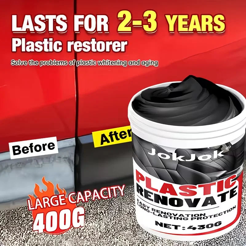 Car Plastic Shine Paste - Multi-Purpose Interior And Exterior Trim Renewal Wax, Helps Restore Glossy End for Doors, Dashboards