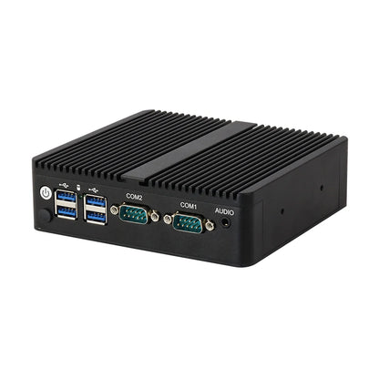 BEBEPC Fanless Industrial Mini PC with Intel Celeron J6412 J1900 Support Linux Computer with 2xRS232/485 2xGbE LAN Win10 Ready