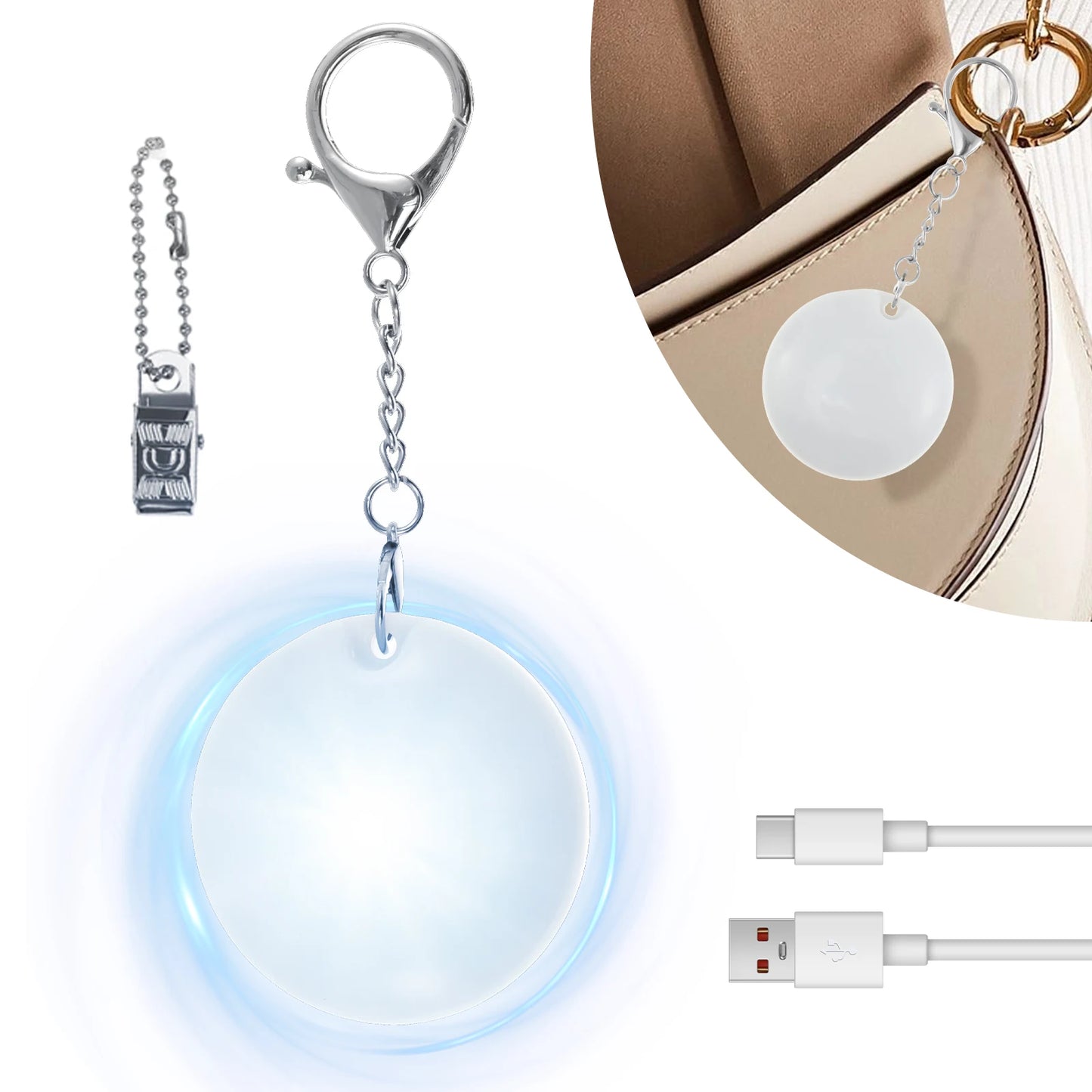 1/2/4Pcs Handbag Night Light Heart-Shape Purse Light LED Automatic Sensor Rechargeable Touch Wallet Tote Bag Mini Light Keychain