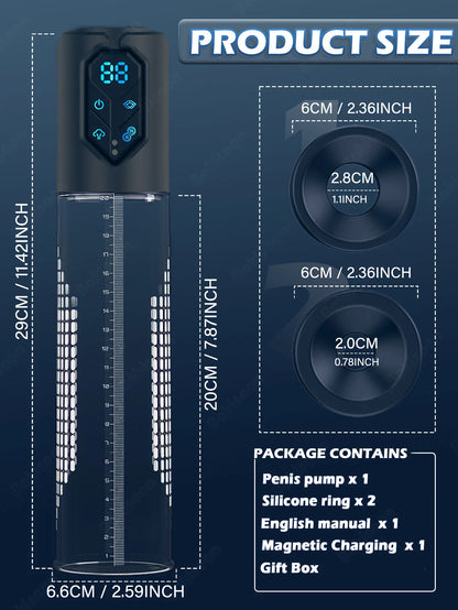 IPX7 Waterproof Electric Penis Pump for Enlargement Man Vacuum Pump Enlargement Extend Pump 4 Suction Levels 2 Silicone Sleeves