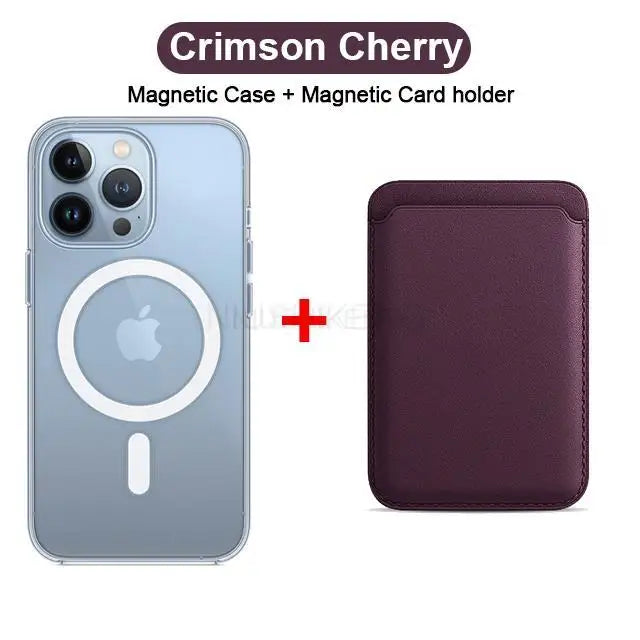 For Magsafe Magnetic Wireless Charging Case For iPhone 15 11 12 13 14 Pro MAX Mini XR XS 7 Plus Leather Wallet Card Holder Cover