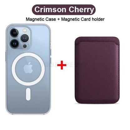 For Magsafe Magnetic Wireless Charging Case For iPhone 15 11 12 13 14 Pro MAX Mini XR XS 7 Plus Leather Wallet Card Holder Cover