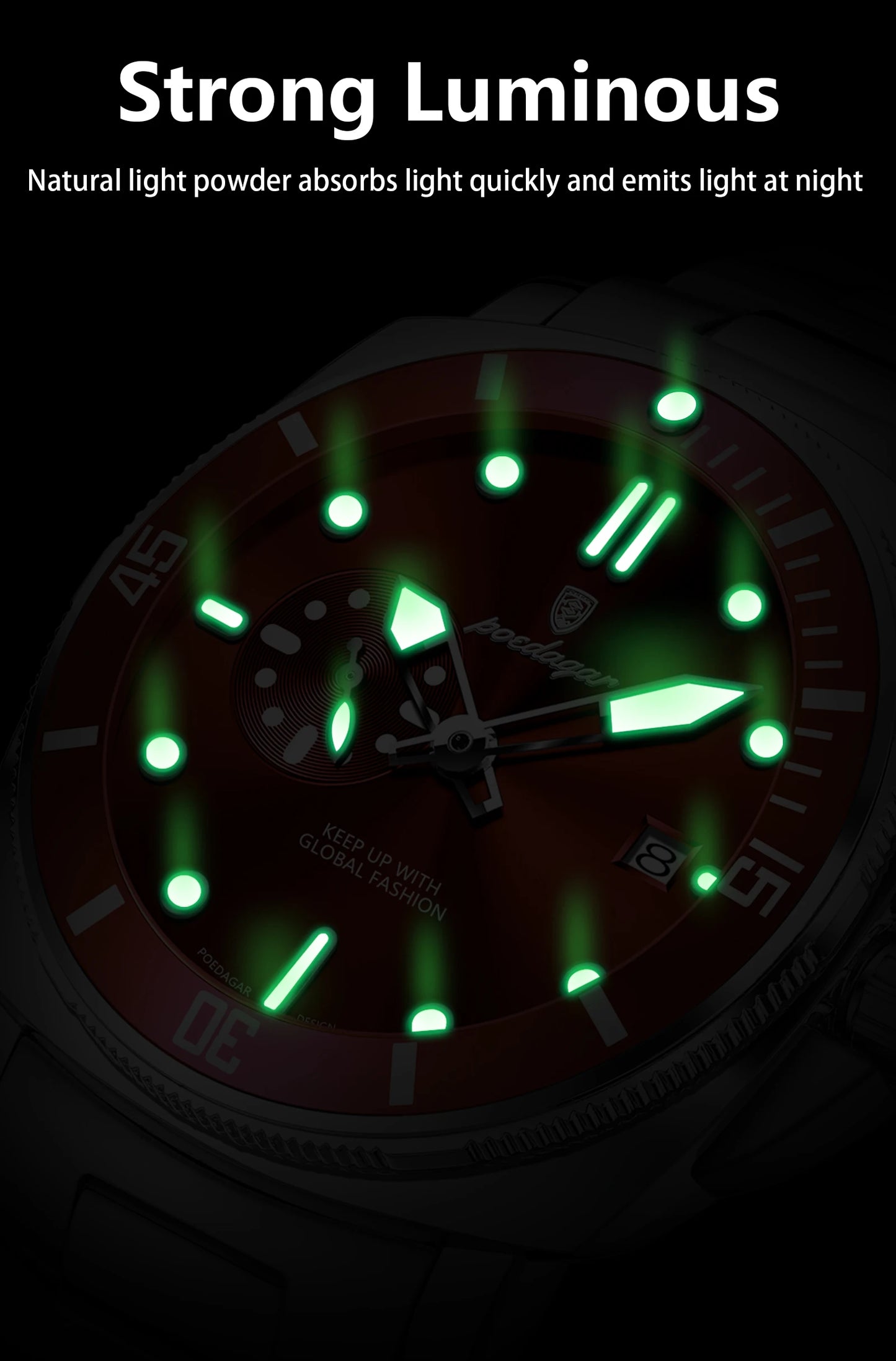 POEDAGAR Luxury Trendy Men Watch Waterproof Luminous Date Stainless Steel Male Watch Quartz Business Sports Men's Watches Reloj
