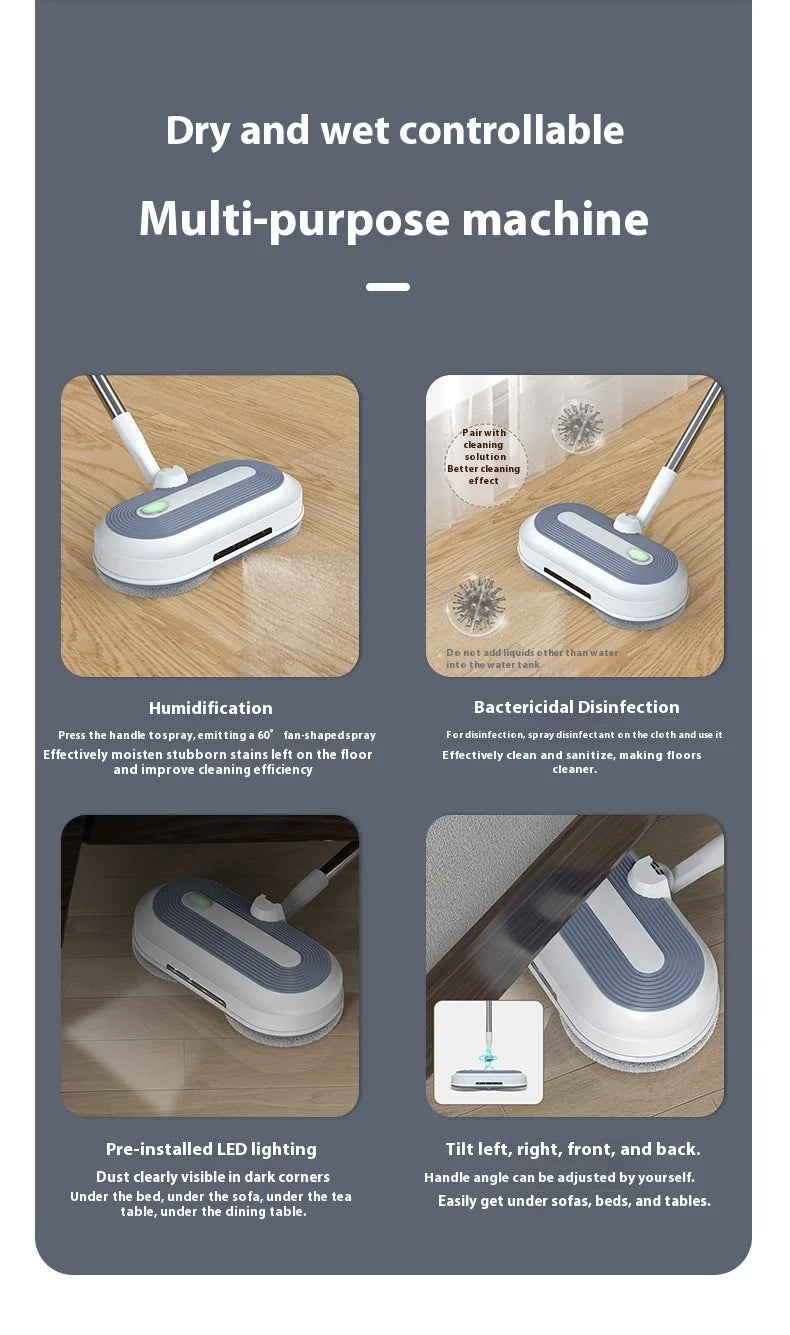 1 Wireless Rechargeable Water Spray Electric Mop, Easy To Operate, Suitable For Home Dormitory Office And Other Use