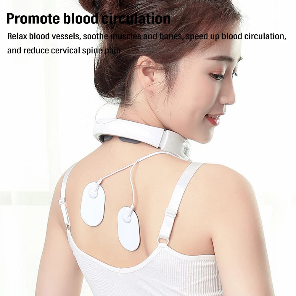 Ems Electric Neck Massager 6-Mode 9-Speed Massager Muscle Relaxation Battery Neck Massager Tool Relax Cervical Relief Pain
