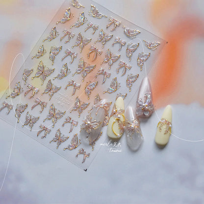 Jelly Butterfly 5D Nail Art Sticker Rhinestone Crystal Charming Shiny Insect Animals DIY Self Adhesive Decoration Manicure Decal