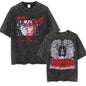 Anime Attack on Titan Vintage Washed Print T-shirt Mikasa Ackerman Eren Jaeger Wings of Freedom Logo Mens Summer Cotton T-shirts