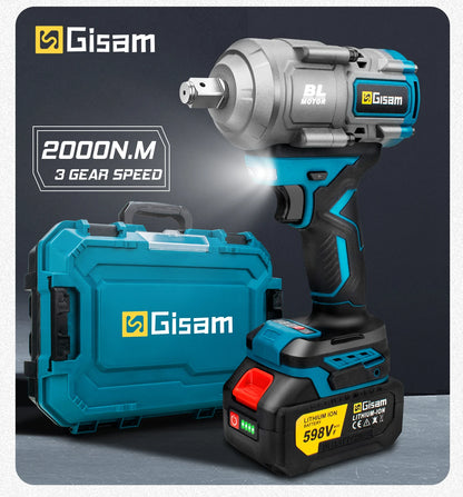 Gisam 2000N.M Torque Brushless Electric Impact Wrench 1/2 inch Screwdriver Cordless Wrench Power Tool For Makita 18V Battery Pin