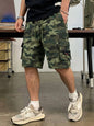 Men's Straight Cargo Shorts Lightweight Breathable Solid Color Drawstring Waist with Zipper Pockets Casual Summer Short Pants