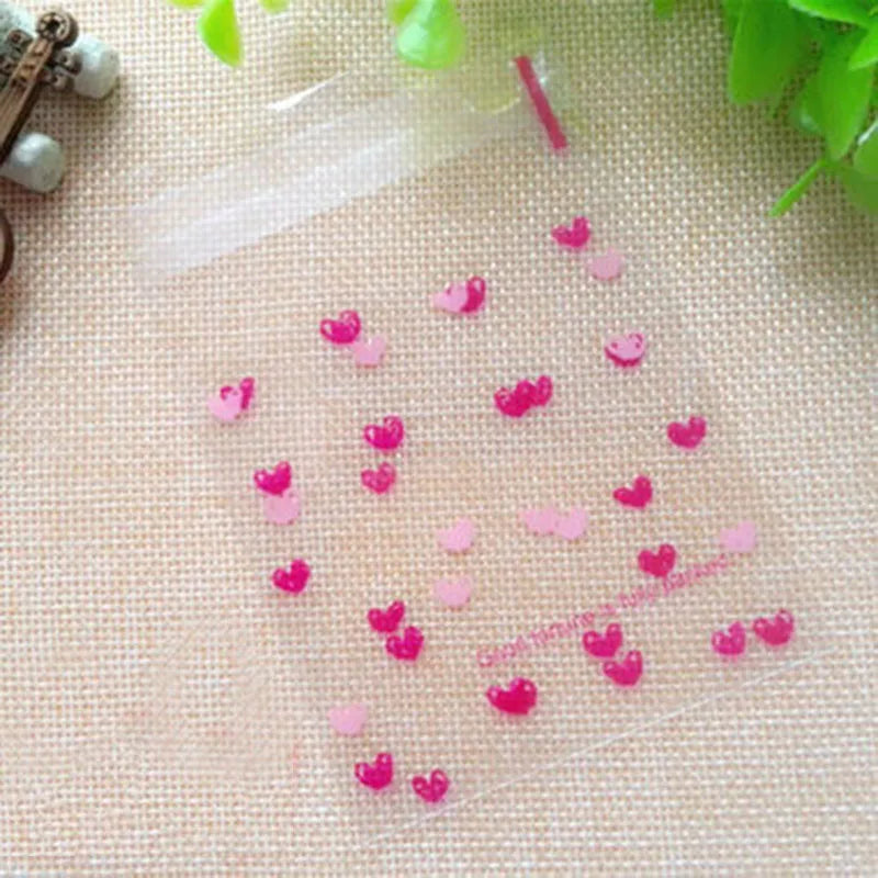 50Pcs/lot Cute Heart Theme Candy Cookie Bags Wedding Birthday Party Candy Buscuit Packaging Bag Christmas Plastic Gift Bags