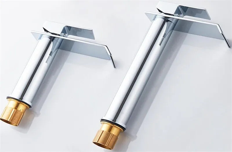 Basin Faucet Gold and White Waterfall Faucet Brass Bathroom Faucet Bathroom Basin Faucet Mixer Tap Hot and Cold Sink Faucet