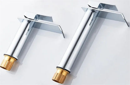 Basin Faucet Gold and White Waterfall Faucet Brass Bathroom Faucet Bathroom Basin Faucet Mixer Tap Hot and Cold Sink Faucet