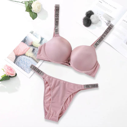 Victoria's Secret Women's Fashion Lingerie Set Sexy Breathable Soft Versatile Shapewear Sexy Lingerie Bra and Panty Set Push Up