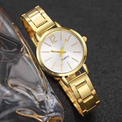 6PCS Women Watch Jewelry Set - Fashion Quartz Watch + Crystal Infinity Bracelet Necklace Earring Ring for Ladies（Without Box）