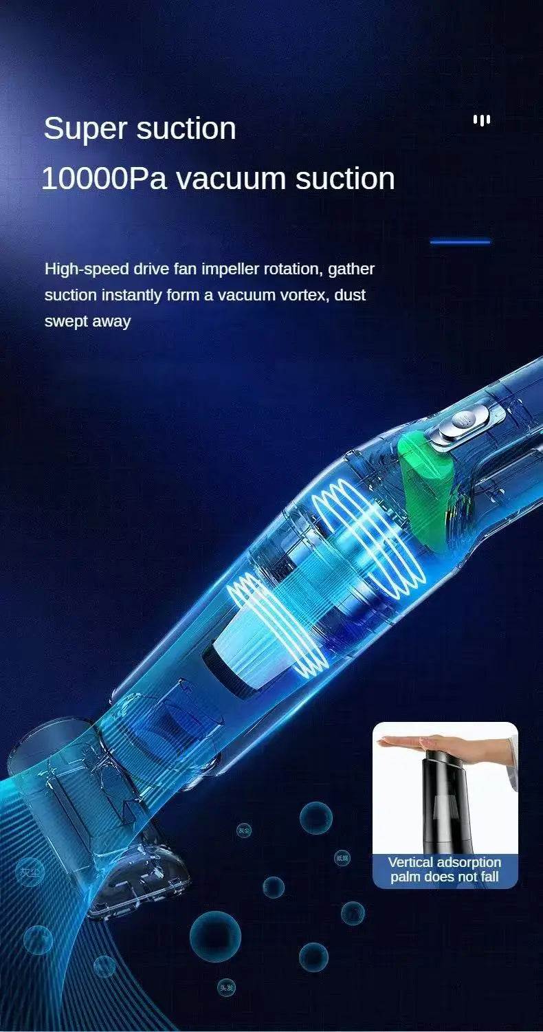 Handheld Vacuum Cleaner Rechargeable Portable Vacuum Cleaner Car & Home Dual Purpose Wireless Dust Catcher Pet Hair 10000PA 120W Powerful Suction  for cleaning carpets, seats, and floors