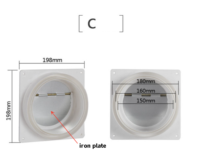 1PCS Bathroom Check Valves Pipe Ventilator Air Valve Backdraft Damper Duct Preventer Backflow Back Draft Damper Home Improvement