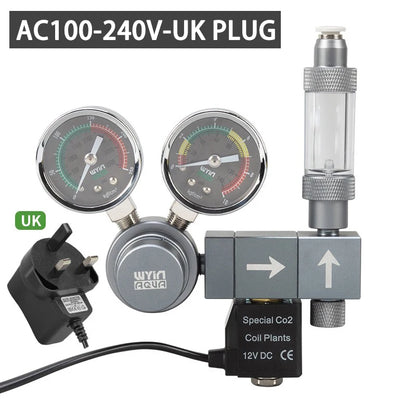 Aquarium CO2 Regulator Dual Meter Solenoid Valve Quick Plug Foam Recorder Control System Fish Tank CO2 Pressure Reducing Valve