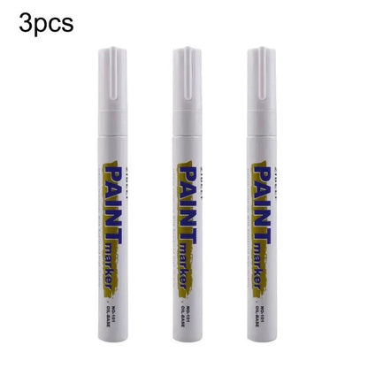 3pcs White Paint Pen Paint Markers Waterproof Car Tyre Oil-Based Paint Pen Set Quick Dry And Permanent