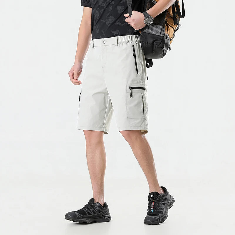 Summer Quick Dry Cargo Shorts Mens Lightweight Work Cargo Shorts Multi Pockets Waterproof Outdoor Hiking Fishing Shorts Male