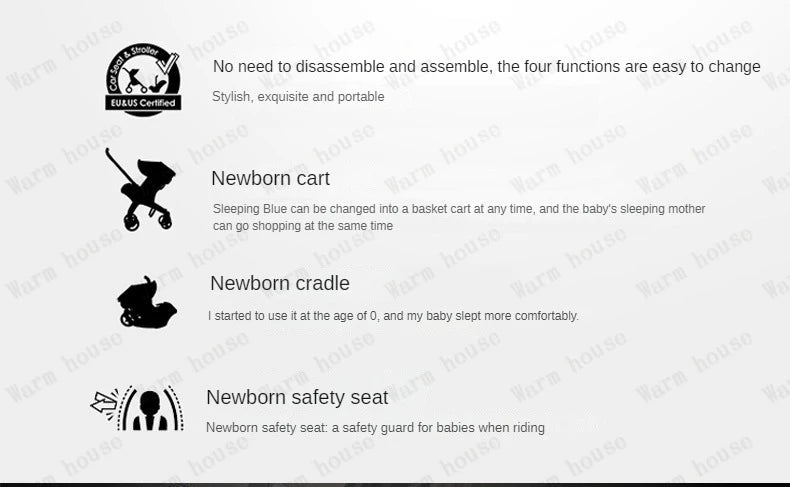 New baby stroller 4in1 Multifunctional newborn baby carriage 3in1 stroller Foldable Basket type seat