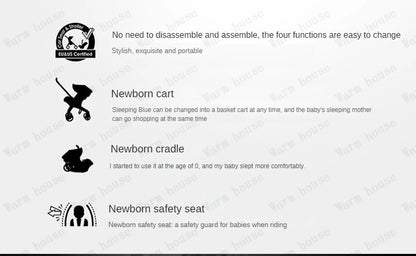 New baby stroller 4in1 Multifunctional newborn baby carriage 3in1 stroller Foldable Basket type seat