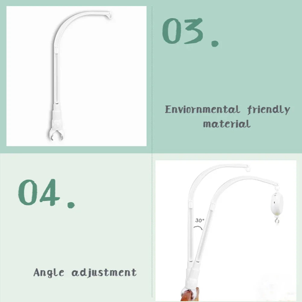 Baby Crib Hanging Rattle Toys Holder Arm Bracket Infant Mobile Bed Bell DIY Rotating Hanging Clip Holder Stroller Accessories